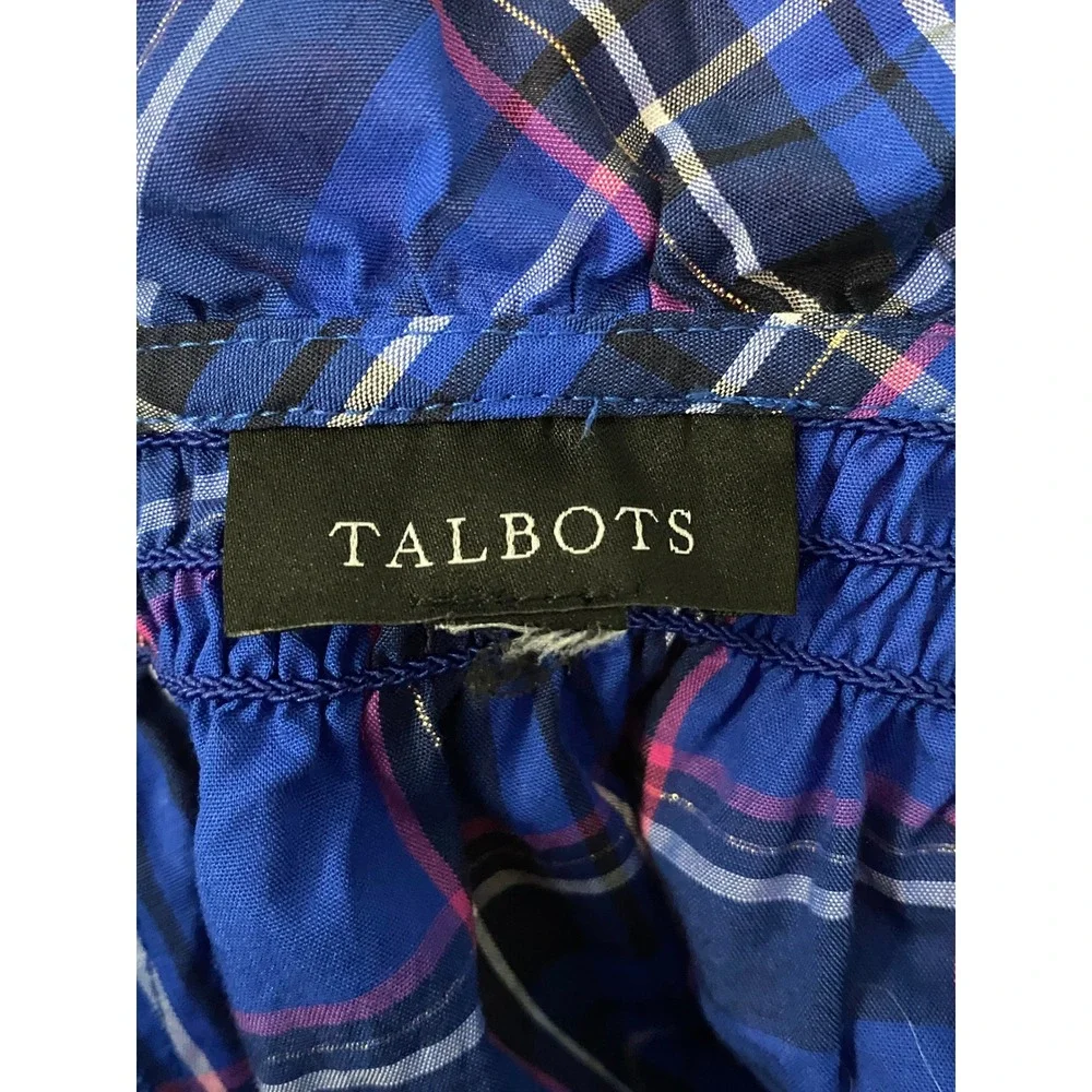 TALBOTS SMOCKED BLOUSE - MIDNIGHT PLAID XL‎ - Picture 6 of 6